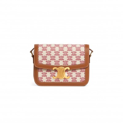 CELINE MEDIUM CLASSIQUE TRIOMPHE BAG IN FABRIC AND CALFSKIN 191242DBA.25VP (22.5*16.5*7.5cm)